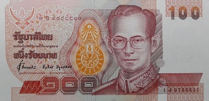 14th Series 100 Baht Thai Banknotes front
