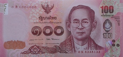 ธนบัตรที่ระลึก 100 บาท ชุดประวัติศาสตร์ ด้านหน้า